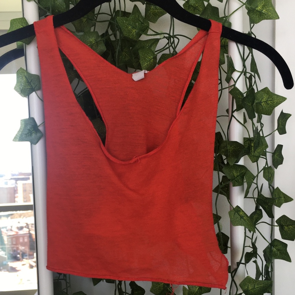 Red Racerback Muscle Crop Top